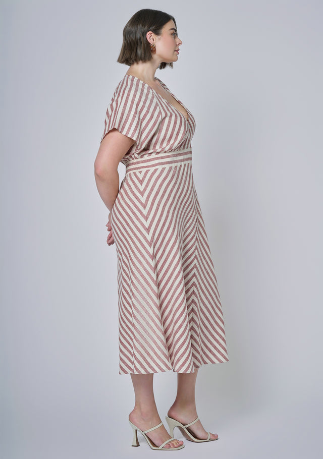 Allegra Linen Stripe Midi Dress