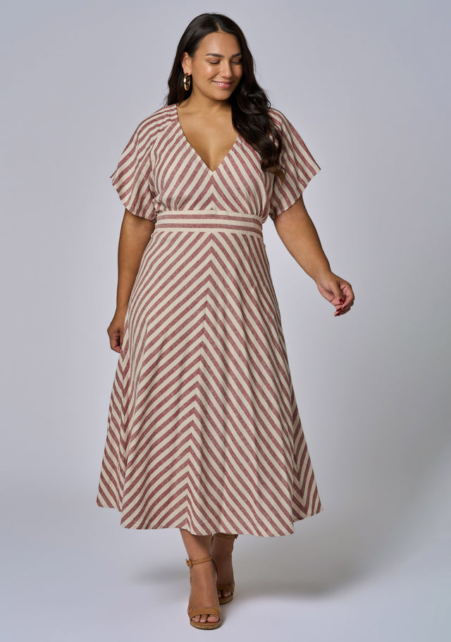 Buy Allegra Linen Stripe Midi Dress by SOMETHING 4 OLIVIA online