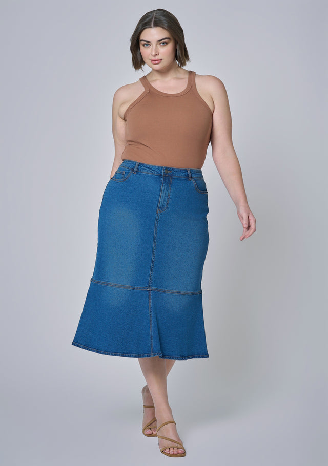 Penny Denim Midi Skirt