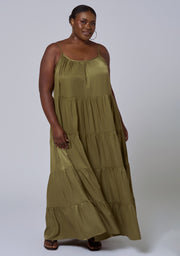 Rough Edit Satin Maxi Dress