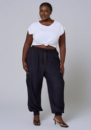 Kaia Luxe Chambray Cargo Pant