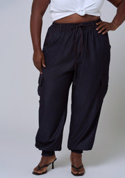 Kaia Luxe Chambray Cargo Pant