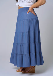 Alice Luxe Chambray Maxi Skirt