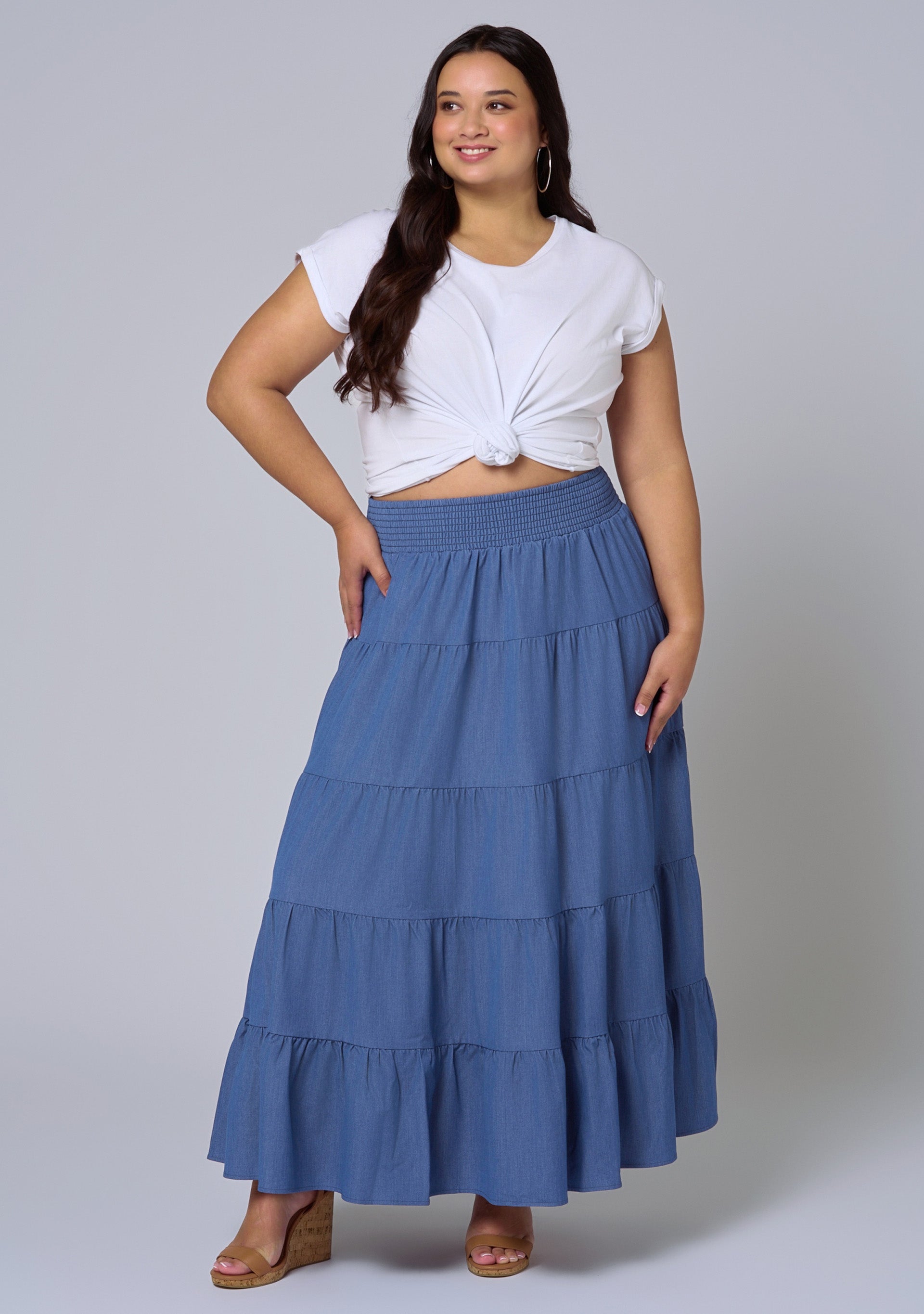 Alice Luxe Chambray Maxi Skirt