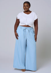 Ava Luxe Chambray Wide Leg Pant