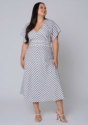 Allegra Linen Stripe Midi Dress
