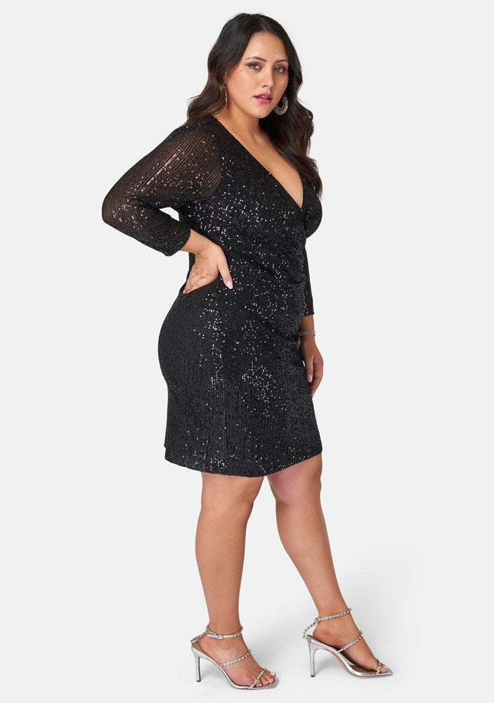 Buy Smokin Hot Sequin Wrap Dress by PINK DUSK online - Curve Project