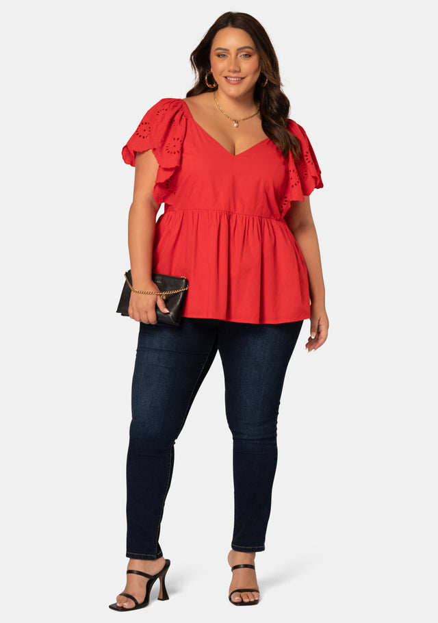 Everly Broderie Sleeve Top