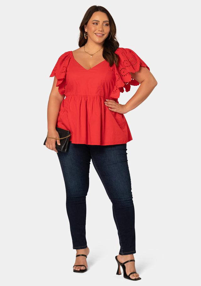 Everly Broderie Sleeve Top