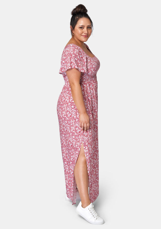 Ivy Shirred Print Maxi Dress