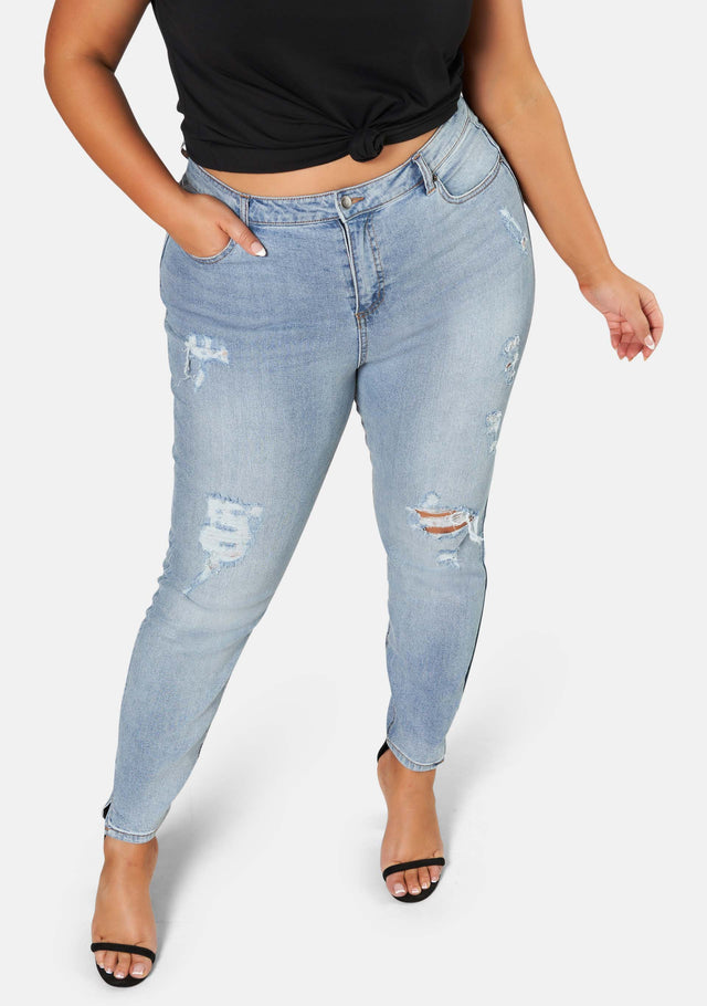 Alison Curve Distressed Skinny Ankle Jean