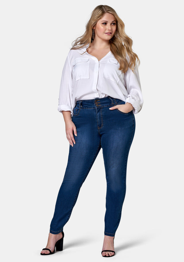 Angie 3 Button Skinny Waist Trimmer Jean