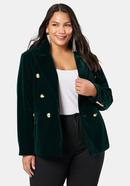 Green velvet blazer on sale women