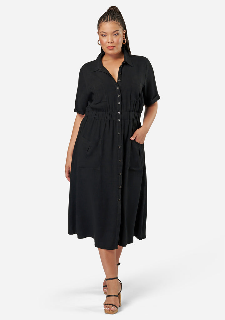 Buy Gone Rogue Midi Shirt Dress by SUNDAY IN THE CITY online - Curve ...